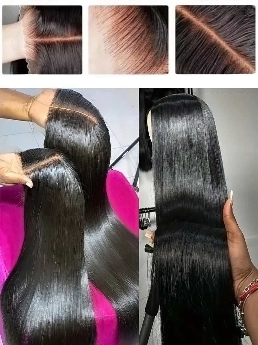 200% Density 28 Inch 13x4 Wear And Go Glueless Straight Human Hair Wigs Pre Plucked Pre Cut Lace Front Wigs For Black Women