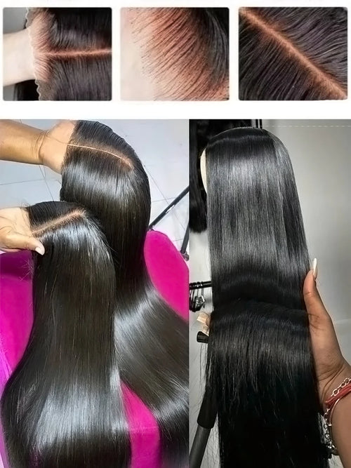 200% Density 28 Inch 13x4 Wear And Go Glueless Straight Human Hair Wigs Pre Plucked Pre Cut Lace Front Wigs For Black Women