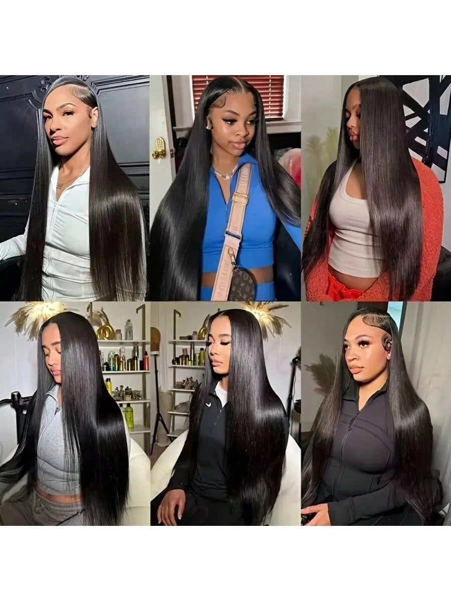 200% Density 28 Inch 13x4 Wear And Go Glueless Straight Human Hair Wigs Pre Plucked Pre Cut Lace Front Wigs For Black Women