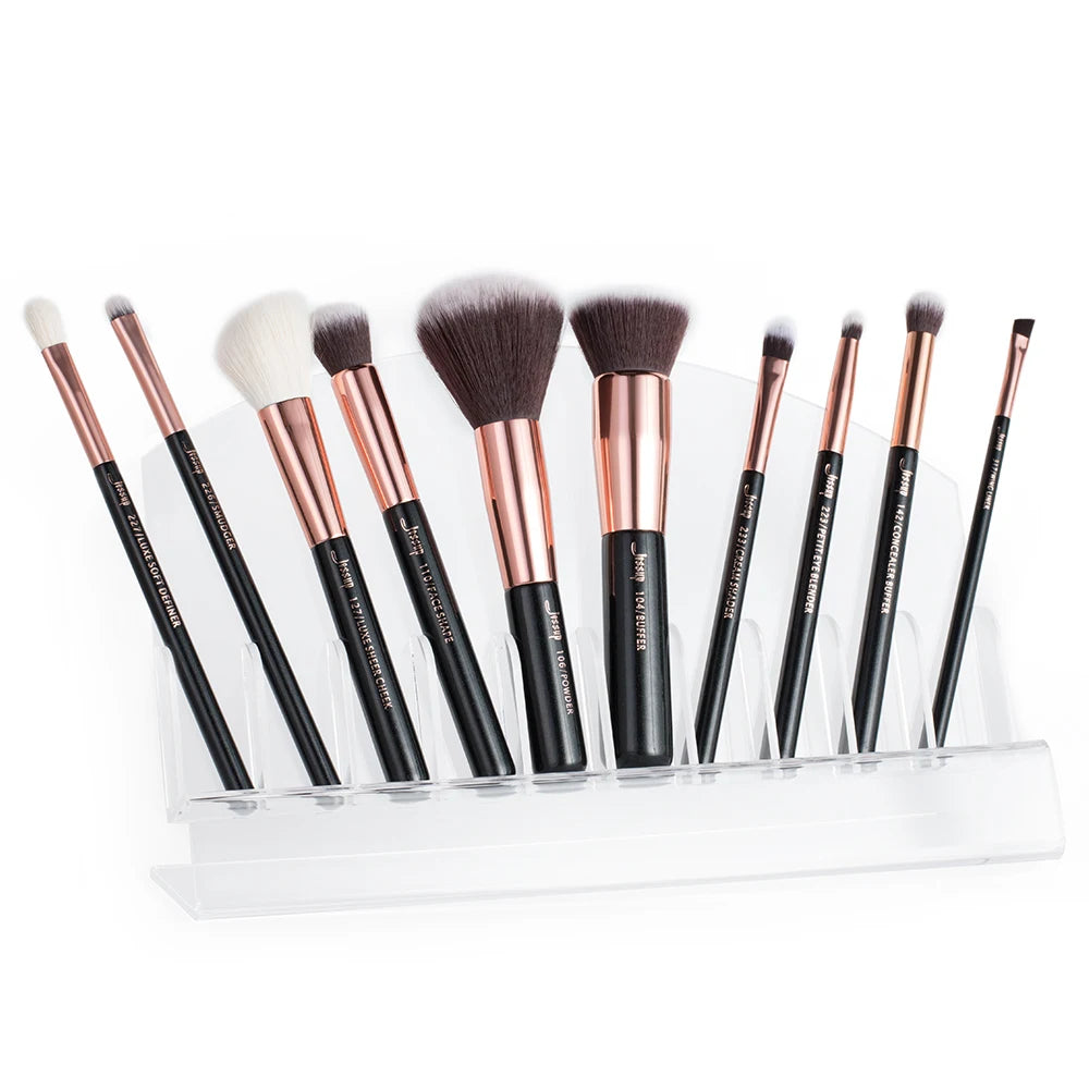 Jessup brushes 10pcs Make up Brush Natural-Synthetic Foundation Powder Contour Blush Eyeshadow Wing Liner Pearl Black