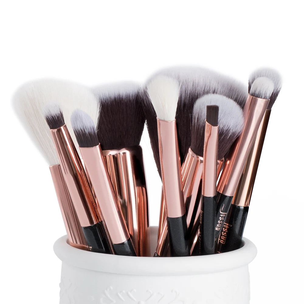 Jessup brushes 10pcs Make up Brush Natural-Synthetic Foundation Powder Contour Blush Eyeshadow Wing Liner Pearl Black