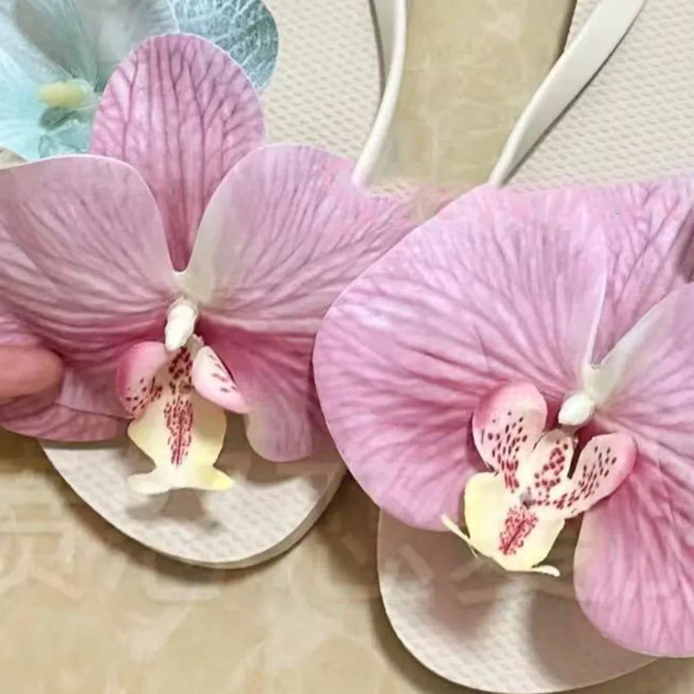 1 Pair Simulation Coloful Butterfly Orchid Shoe Flowers Fashion Thai Fairy Butterfly Flower Shoe Buckles Decorate The Upper