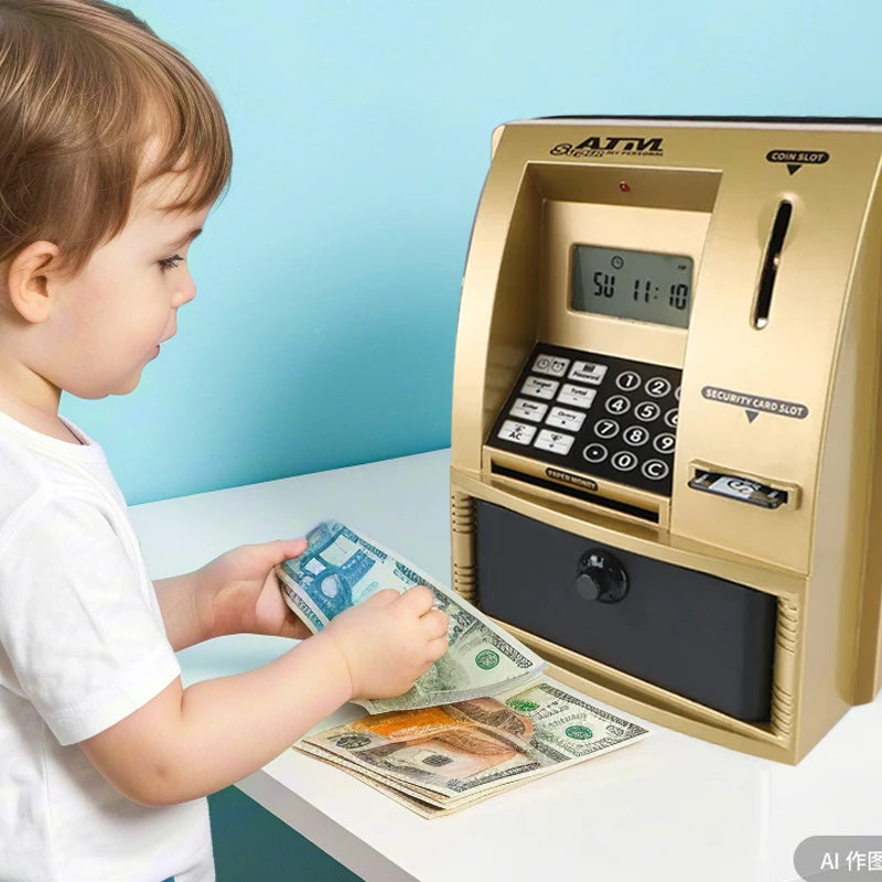 Smart ATM Savings Bank, Real Automatic Cashier Machine, Intelligent Estate Inspired Safe Storage Tank for Secure Money Saving