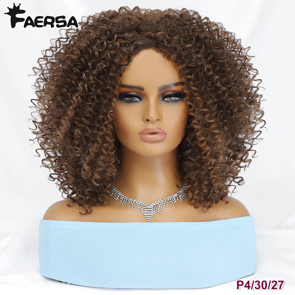 Short Hair Afro Kinky Curly Wig For Black Women Cosplay Blonde Synthetic Natural Red Wigs African Ombre HighTemperature