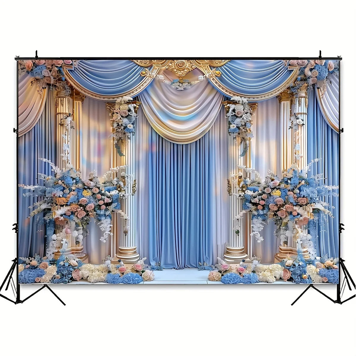 VIKAMA Fresh and Elegant Flower Castle Wedding Party Background Decoration Cloth Colorful Wedding Background Decorative