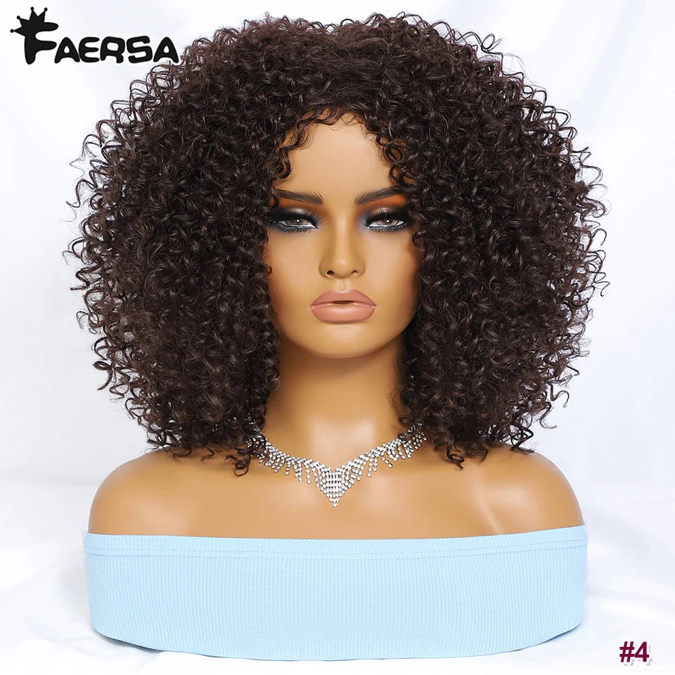 Short Hair Afro Kinky Curly Wig For Black Women Cosplay Blonde Synthetic Natural Red Wigs African Ombre HighTemperature