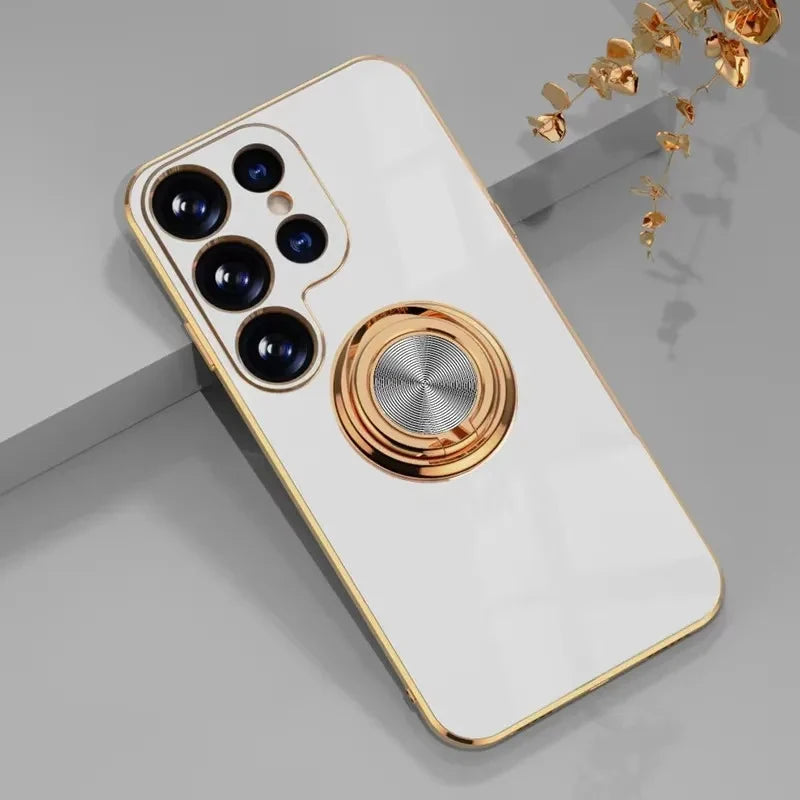 Plating Metal Ring Holder Phone Case For Samsung Galaxy A73 A57 A56 A55 A54 A53 A37 A36 A35 A34 A26 A25 A17 A16 5G Back Cover