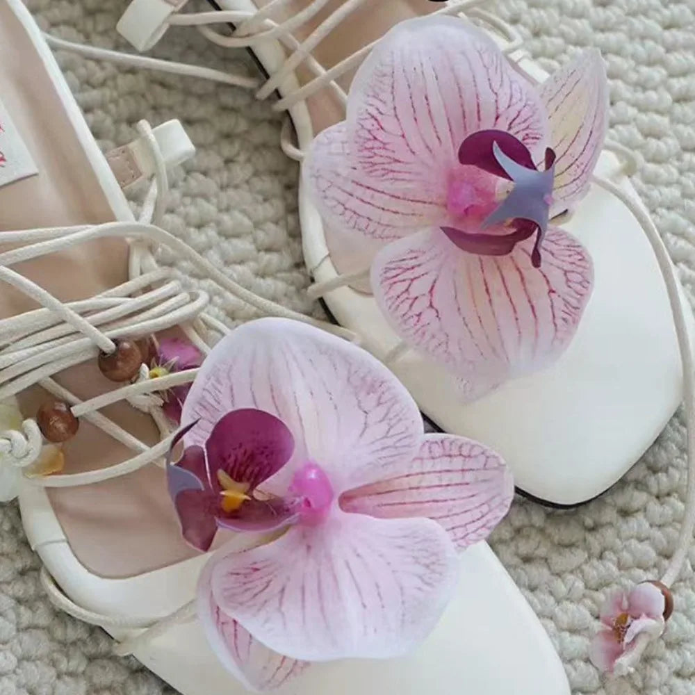 1 Pair Simulation Coloful Butterfly Orchid Shoe Flowers Fashion Thai Fairy Butterfly Flower Shoe Buckles Decorate The Upper