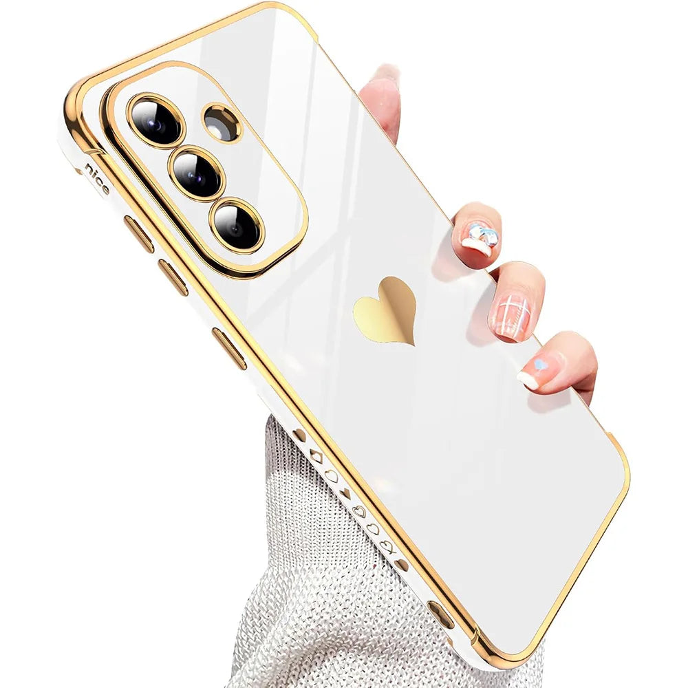 Luxury Plating Silicone Soft Case For Samsung Galaxy A56 A36 A26 A16 A55 A35 A25 A15 A54 A34 A14 Glitter Love Candy Color Glossy