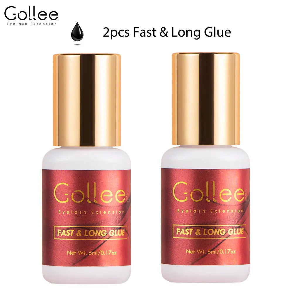 Gollee Lash Extension Glue 1s Fast Dry Long Lasting 6-7 weeks Strong Eyelash Extension Glue Booster Accelerator tools Waterproof