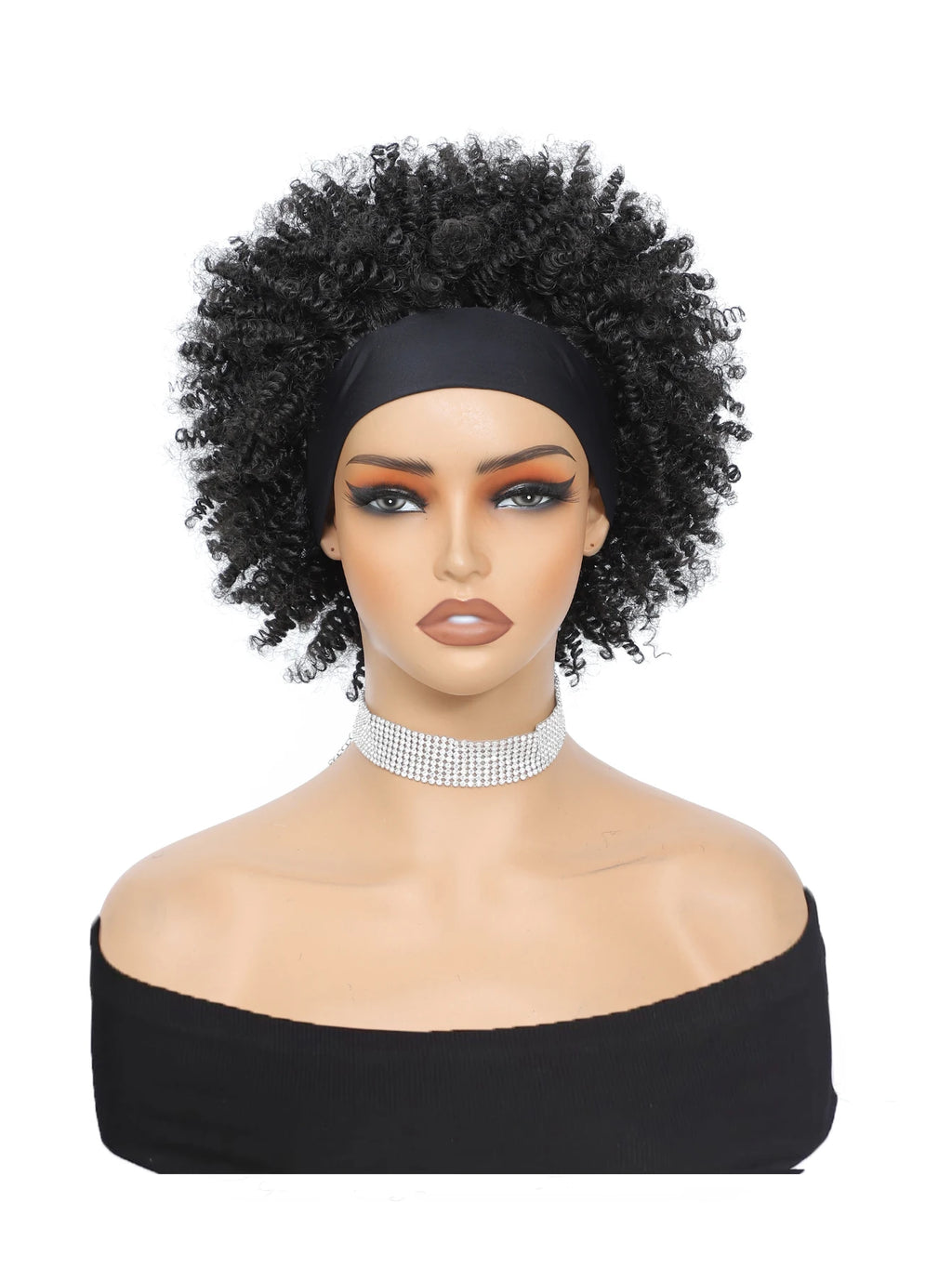Afro Ombre Black Headband Wig Black Female Short African American Wig Synthetic African American Twisted Curly Headband Wig