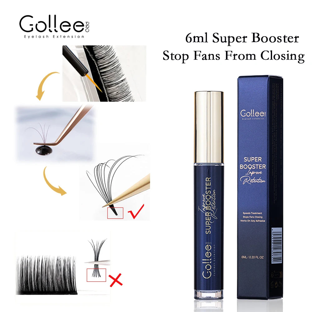 Gollee Lash Extension Glue 1s Fast Dry Long Lasting 6-7 weeks Strong Eyelash Extension Glue Booster Accelerator tools Waterproof