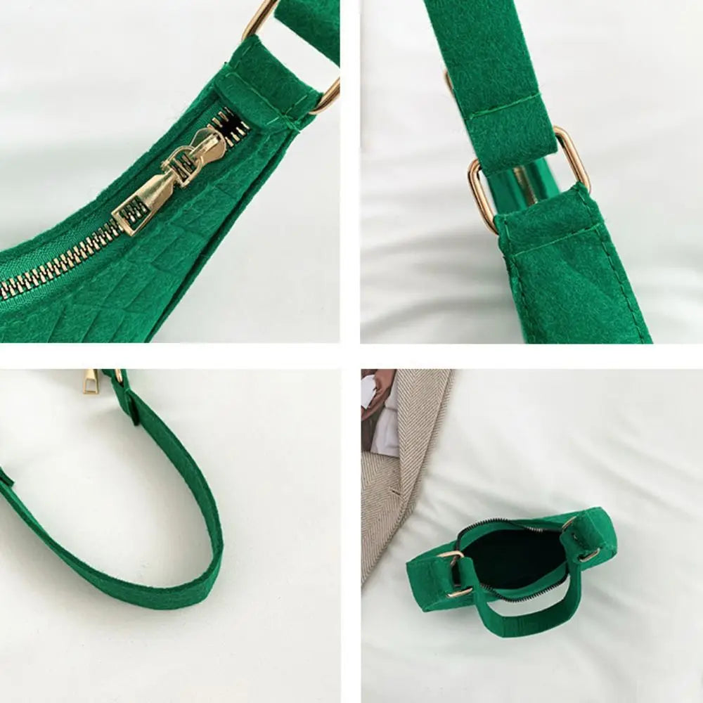 Print Crescent Moon Underarm Bag Shoulder Pouch Tote Bag Cloth Shoulder Bag Large Capacity Solid Color Felt Handbag Girls