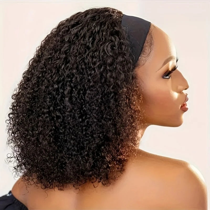 Hair Band African Wig with Small Curls, Synthetic Black Wig, for Daily Use