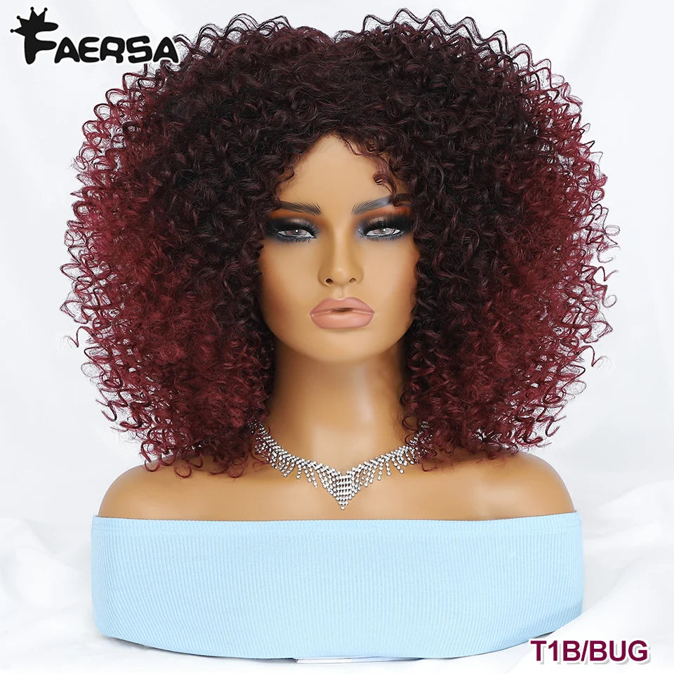 Short Hair Afro Kinky Curly Wig For Black Women Cosplay Blonde Synthetic Natural Red Wigs African Ombre HighTemperature