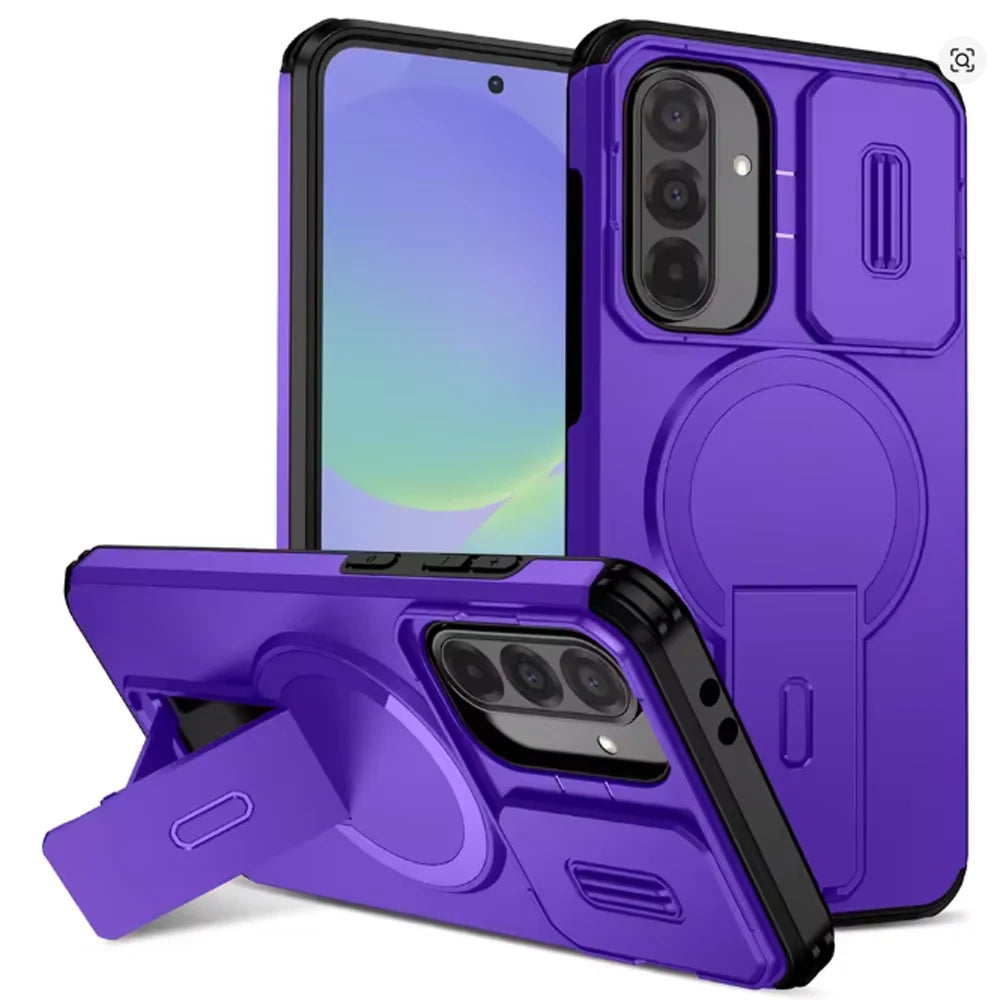 Magsafe Magnetic Charge Phone Case For Samsung Galaxy A15 A25 A35 A55 A56 A36 A26 A16 A57 A37 A17 5G Bracket Stand Holder Cover