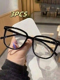 1/2/3 pairs of universal fashion glasses, square-framed glasses, fashionable campus style, clear black frame, back to school