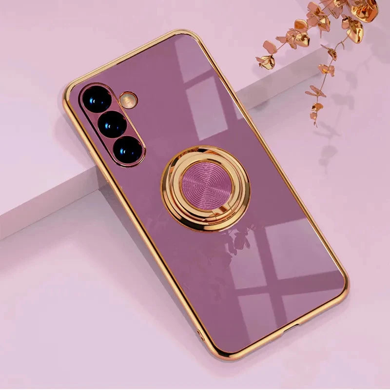 Plating Metal Ring Holder Phone Case For Samsung Galaxy A73 A57 A56 A55 A54 A53 A37 A36 A35 A34 A26 A25 A17 A16 5G Back Cover