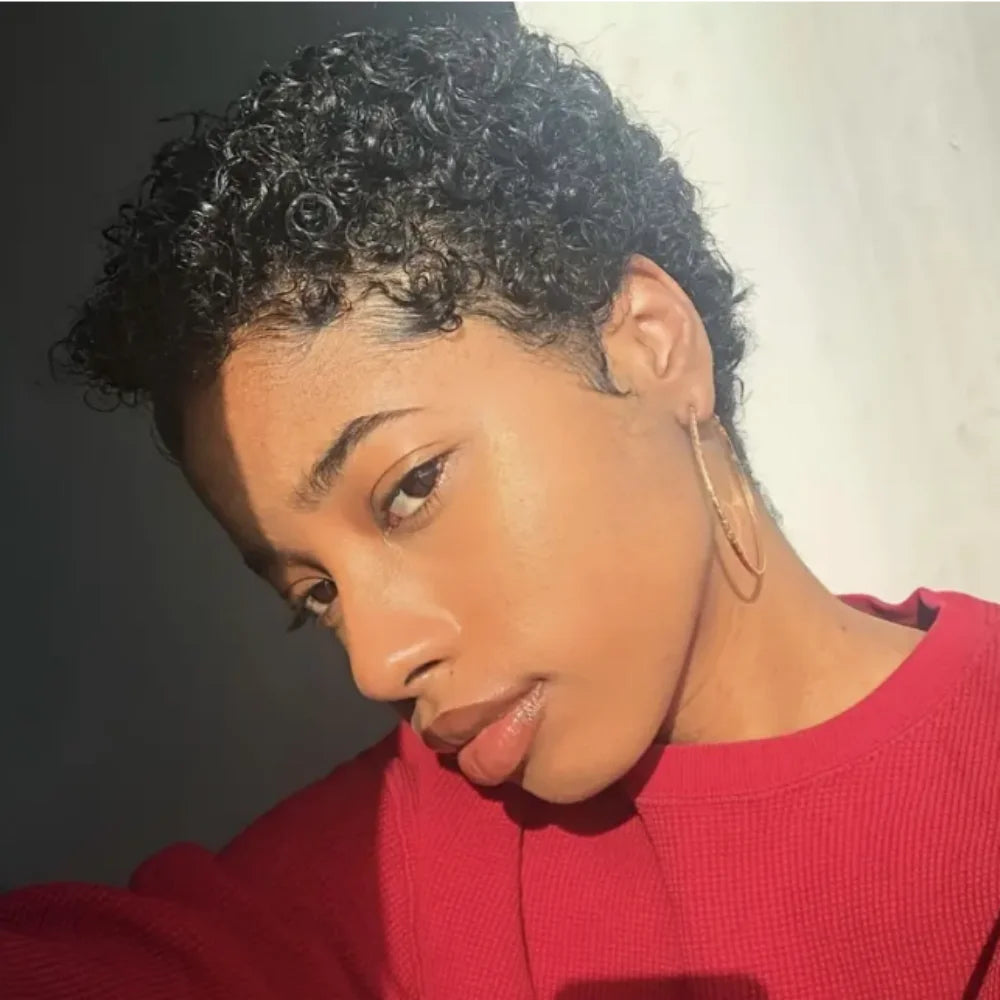 Short Afro Kinky Curly Wigs Human Hair Wig For Women Pixie Cut Wig Deep Wave Water Wave Short Wig Full Machine Made Wig
