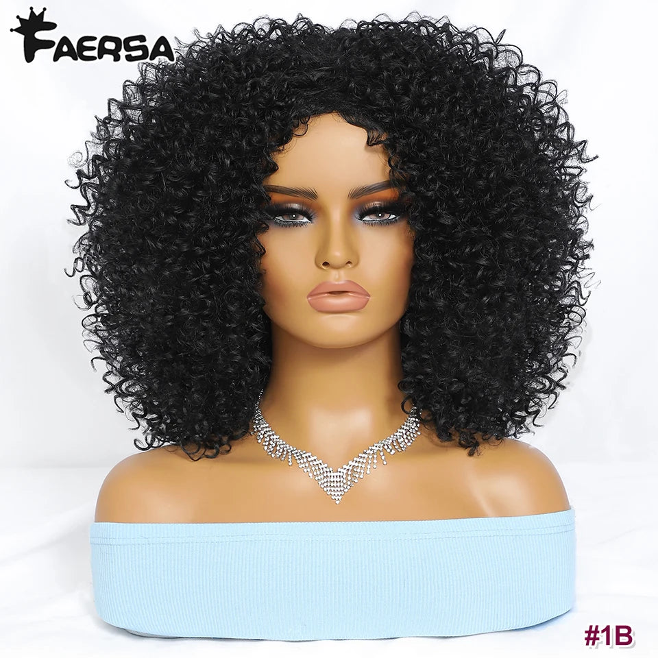 Short Hair Afro Kinky Curly Wig For Black Women Cosplay Blonde Synthetic Natural Red Wigs African Ombre HighTemperature