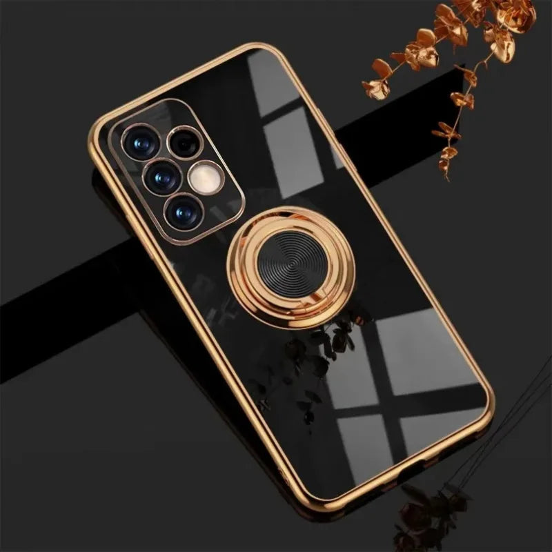 Plating Metal Ring Holder Phone Case For Samsung Galaxy A73 A57 A56 A55 A54 A53 A37 A36 A35 A34 A26 A25 A17 A16 5G Back Cover