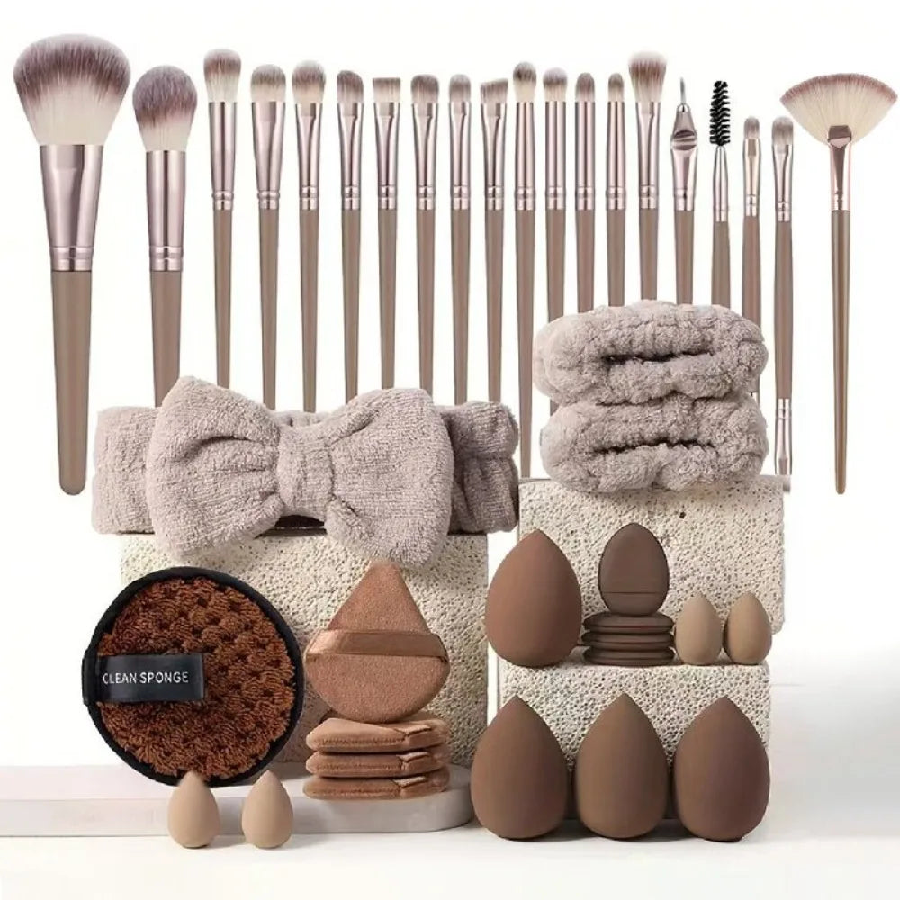 20/40Pcs Makeup Tools Kit Makeup Brushes & Headband Wristband Cleaning Tool Professional Eye Shadows Blush