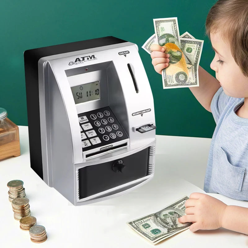 Smart ATM Savings Bank, Real Automatic Cashier Machine, Intelligent Estate Inspired Safe Storage Tank for Secure Money Saving