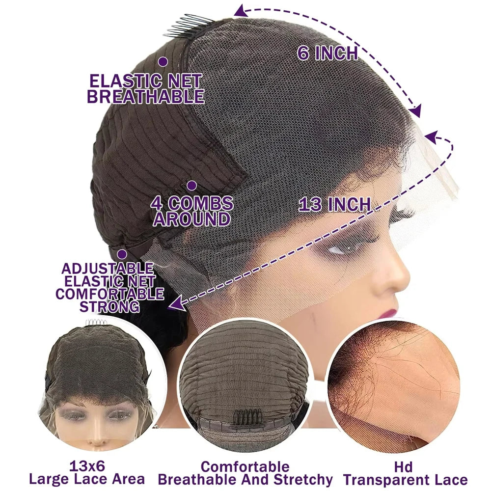 13x6 Lace Front Wigs Human Hair 200 Density Pre Plucked Deep wave 13x4 HD Lace Frontal Wigs Human Hair with Baby Hair for Women