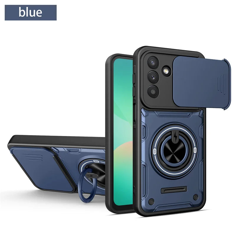 Armor Funda Para For Samsung Galaxy A37 A57 A17 5G A07 4G Case Slide Camera Lens Back Cover Magnetic Ring Stand Protect Coque