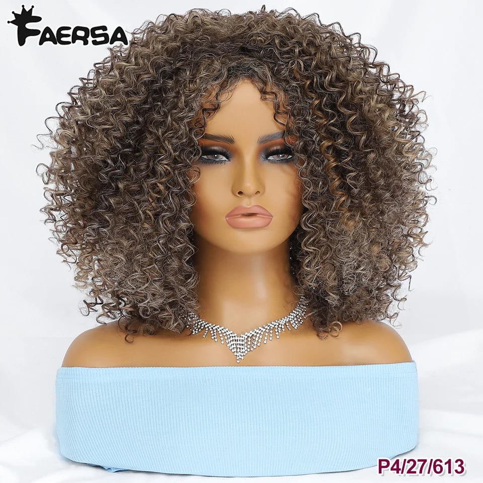 Short Hair Afro Kinky Curly Wig For Black Women Cosplay Blonde Synthetic Natural Red Wigs African Ombre HighTemperature