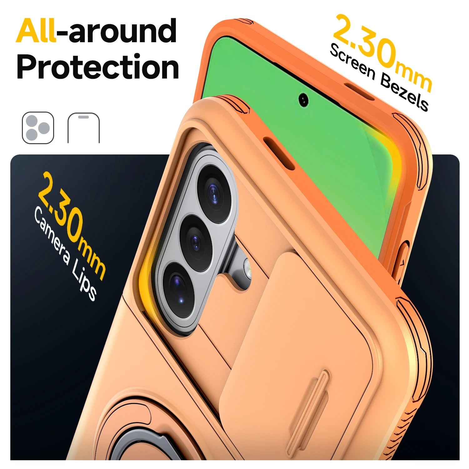 Armor Case For Samsung Galaxy A57 A27 A37 A17 A07 A56 A36 A26 A16 A06 A55 A35 A15 5G Slide Camera Protect With Card Holder Cover