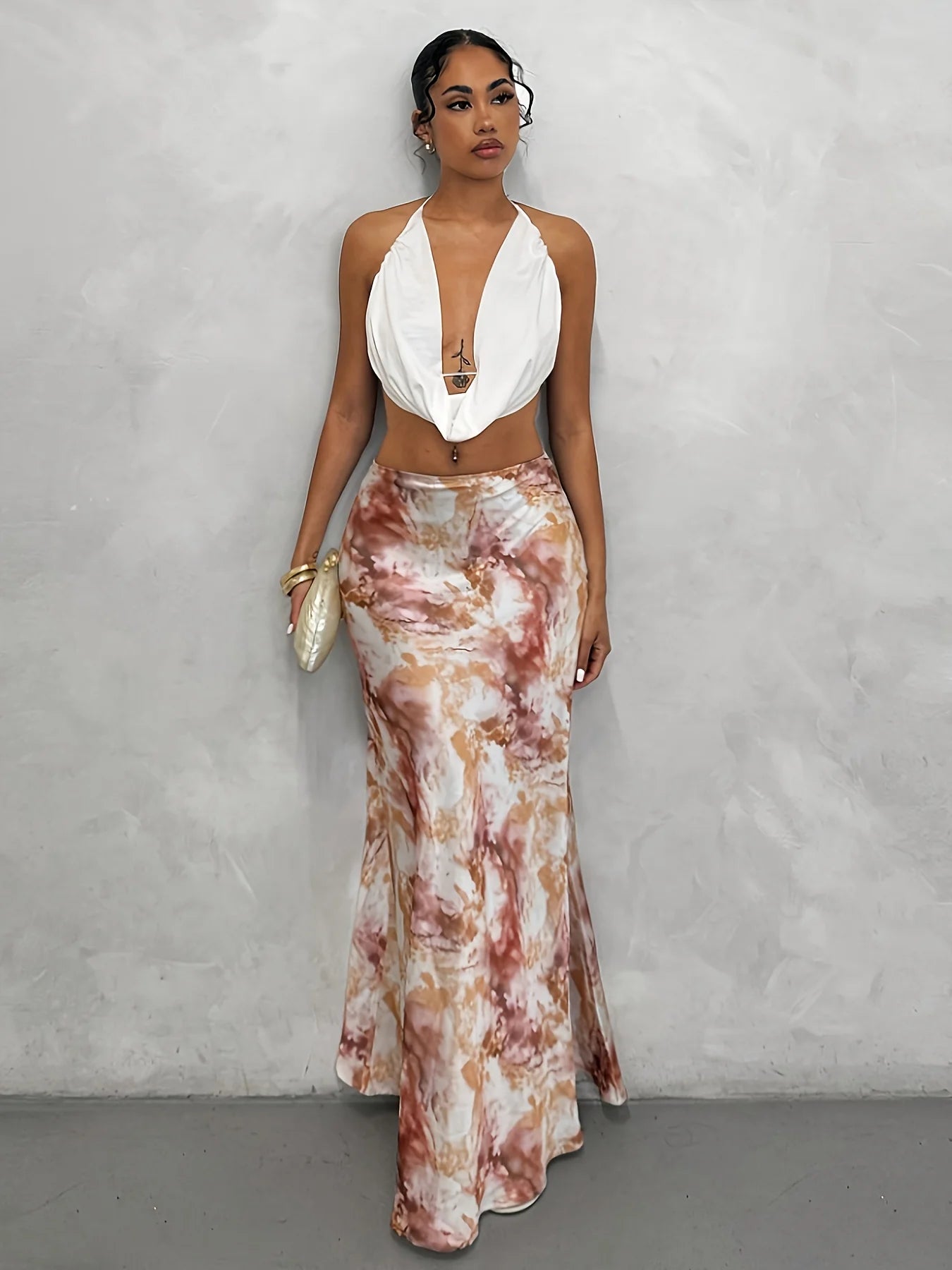 Women's Fashionable Long Halter Skirt Bodycon Midi Skirt Stylish Women's Clothing