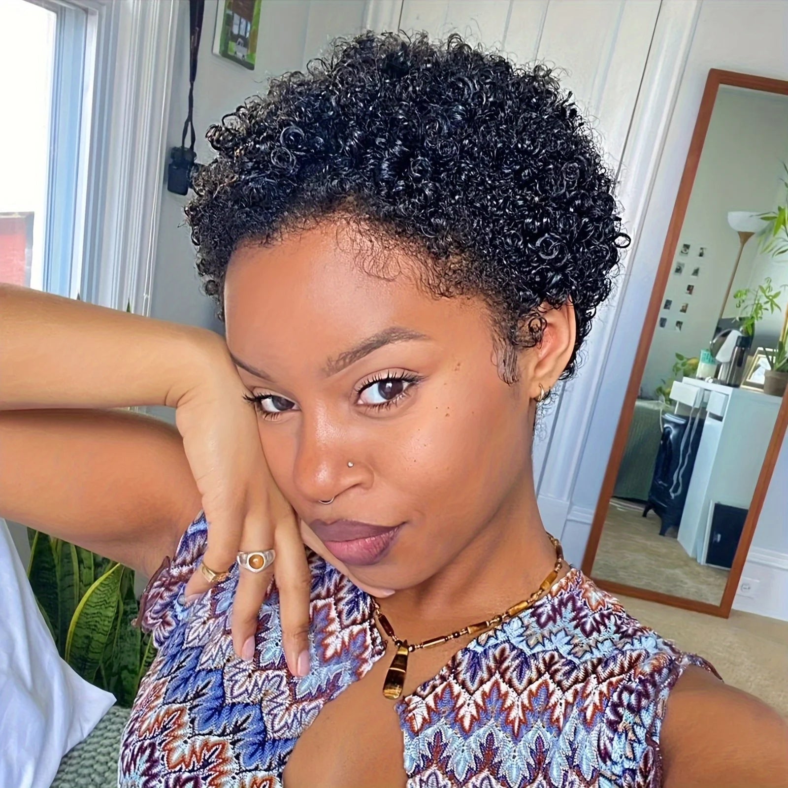 Short Afro Kinky Curly Wigs Human Hair Wig For Women Pixie Cut Wig Deep Wave Water Wave Short Wig Full Machine Made Wig