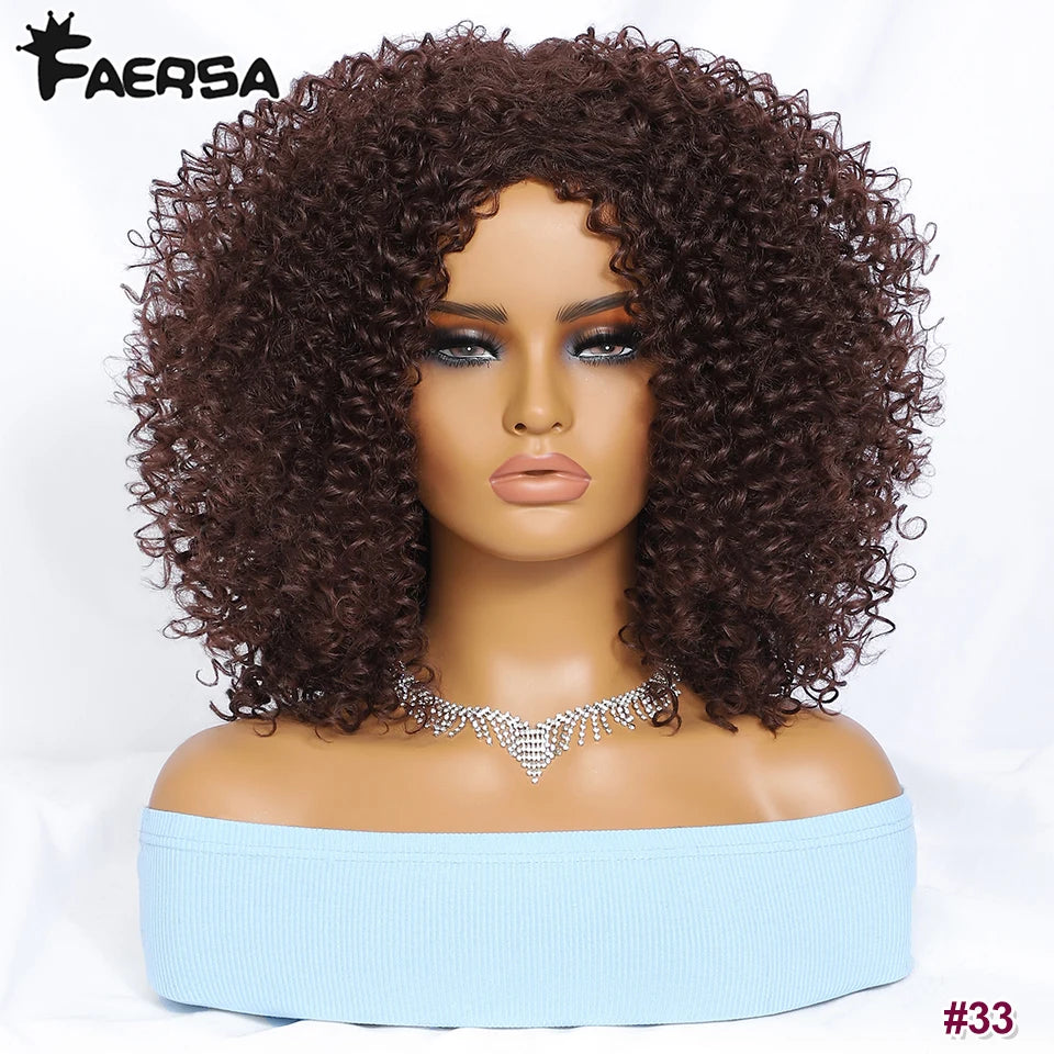 Short Hair Afro Kinky Curly Wig For Black Women Cosplay Blonde Synthetic Natural Red Wigs African Ombre HighTemperature