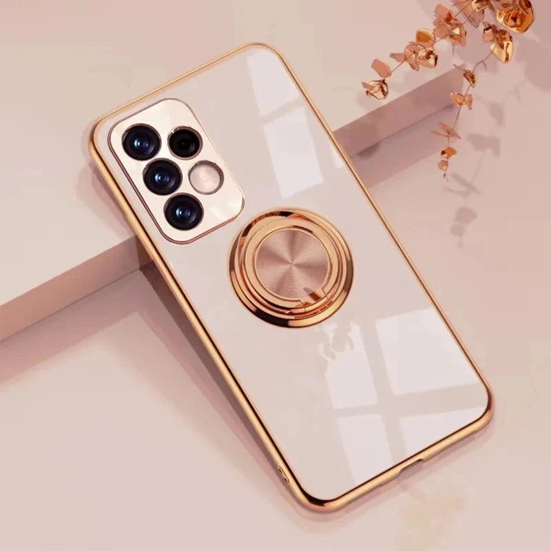 Plating Metal Ring Holder Phone Case For Samsung Galaxy A73 A57 A56 A55 A54 A53 A37 A36 A35 A34 A26 A25 A17 A16 5G Back Cover