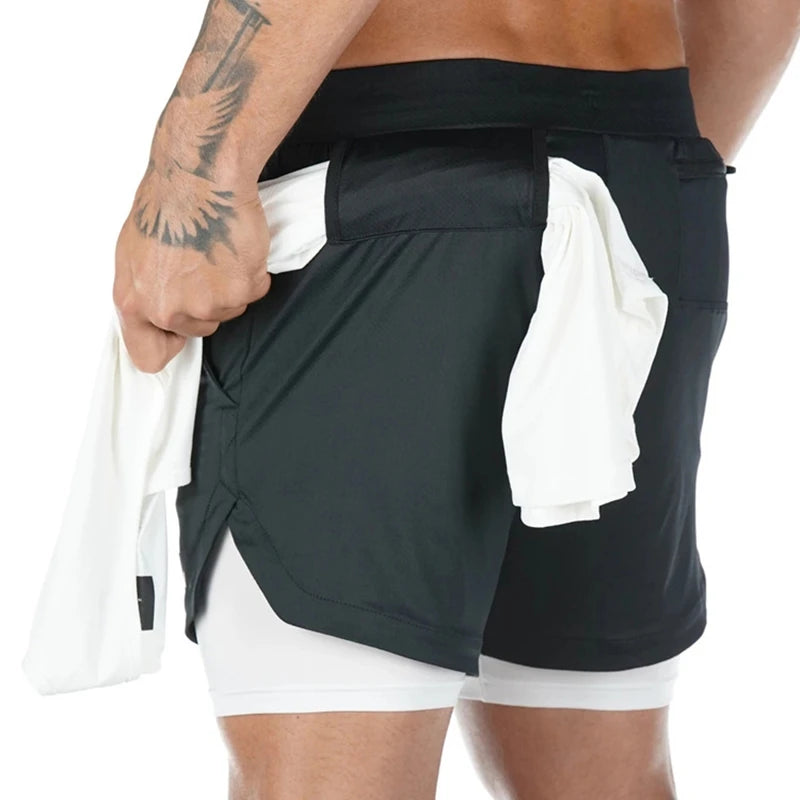 Camo Shorts Men 2 in 1 Double-deck Quick Dry Beach Bottoms Fitness Breathable Gym Training Jogging Short Pants Summer Shorts Men