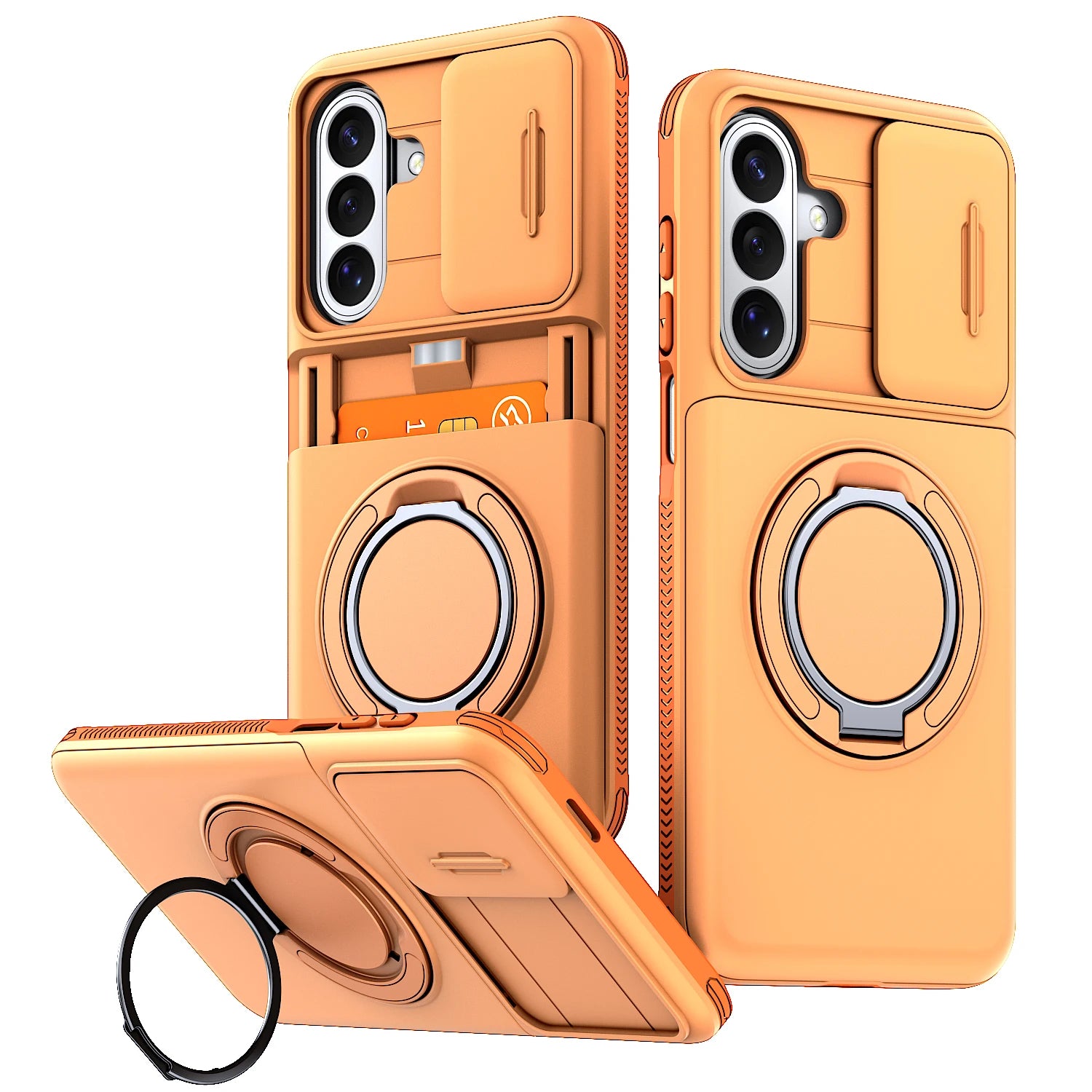 Armor Case For Samsung Galaxy A57 A27 A37 A17 A07 A56 A36 A26 A16 A06 A55 A35 A15 5G Slide Camera Protect With Card Holder Cover