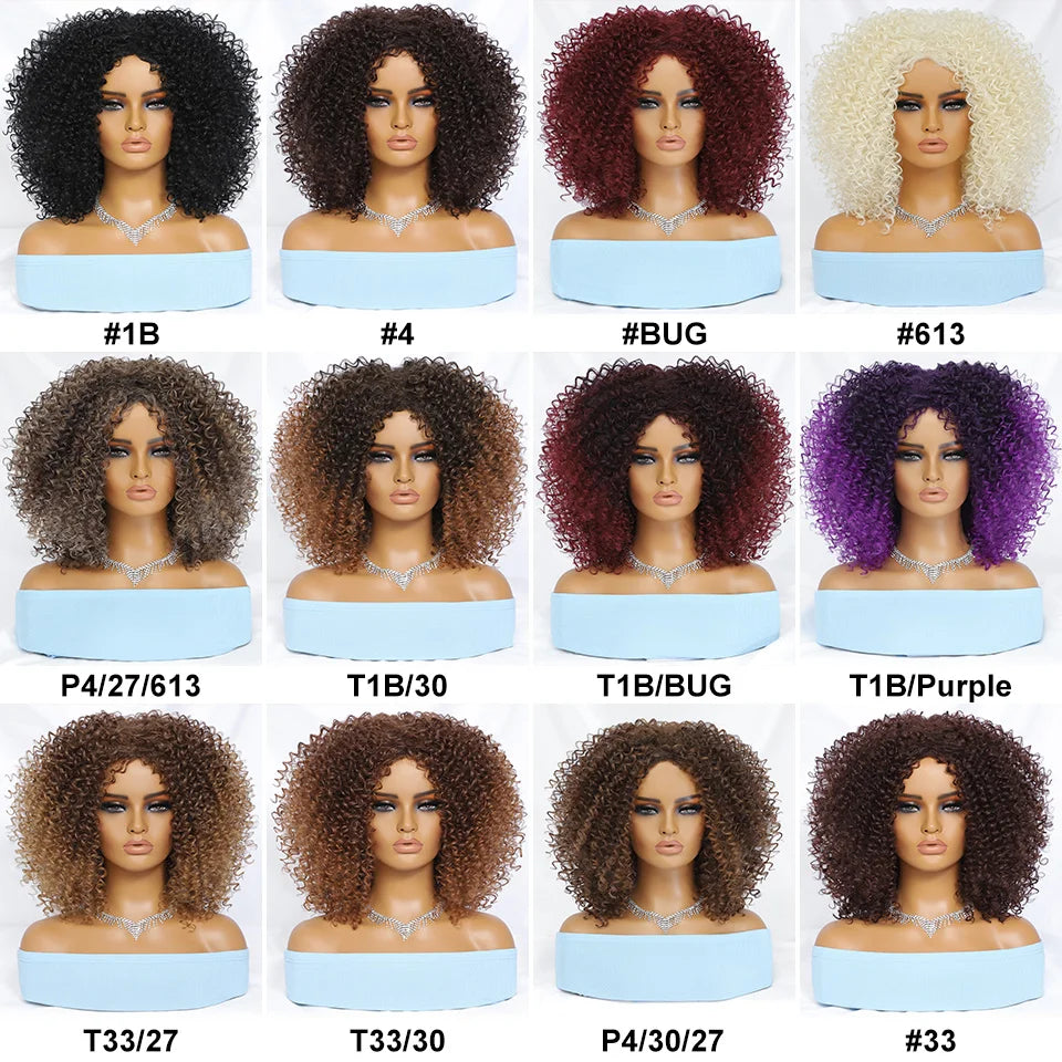 Short Hair Afro Kinky Curly Wig For Black Women Cosplay Blonde Synthetic Natural Red Wigs African Ombre HighTemperature