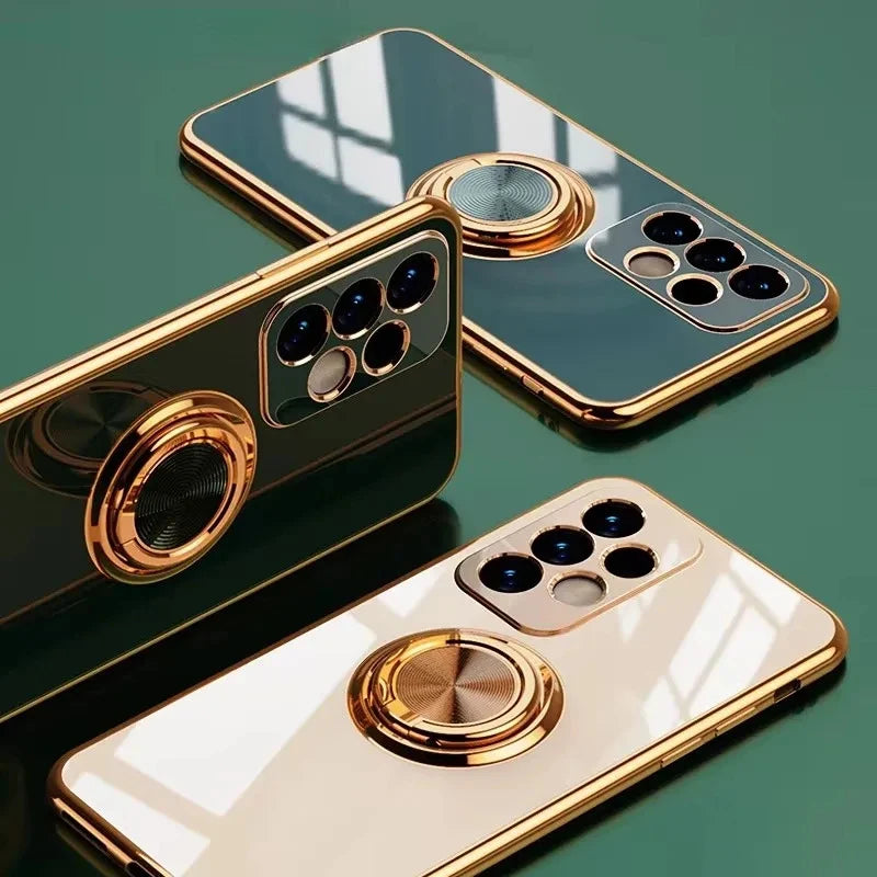 Plating Metal Ring Holder Phone Case For Samsung Galaxy A73 A57 A56 A55 A54 A53 A37 A36 A35 A34 A26 A25 A17 A16 5G Back Cover