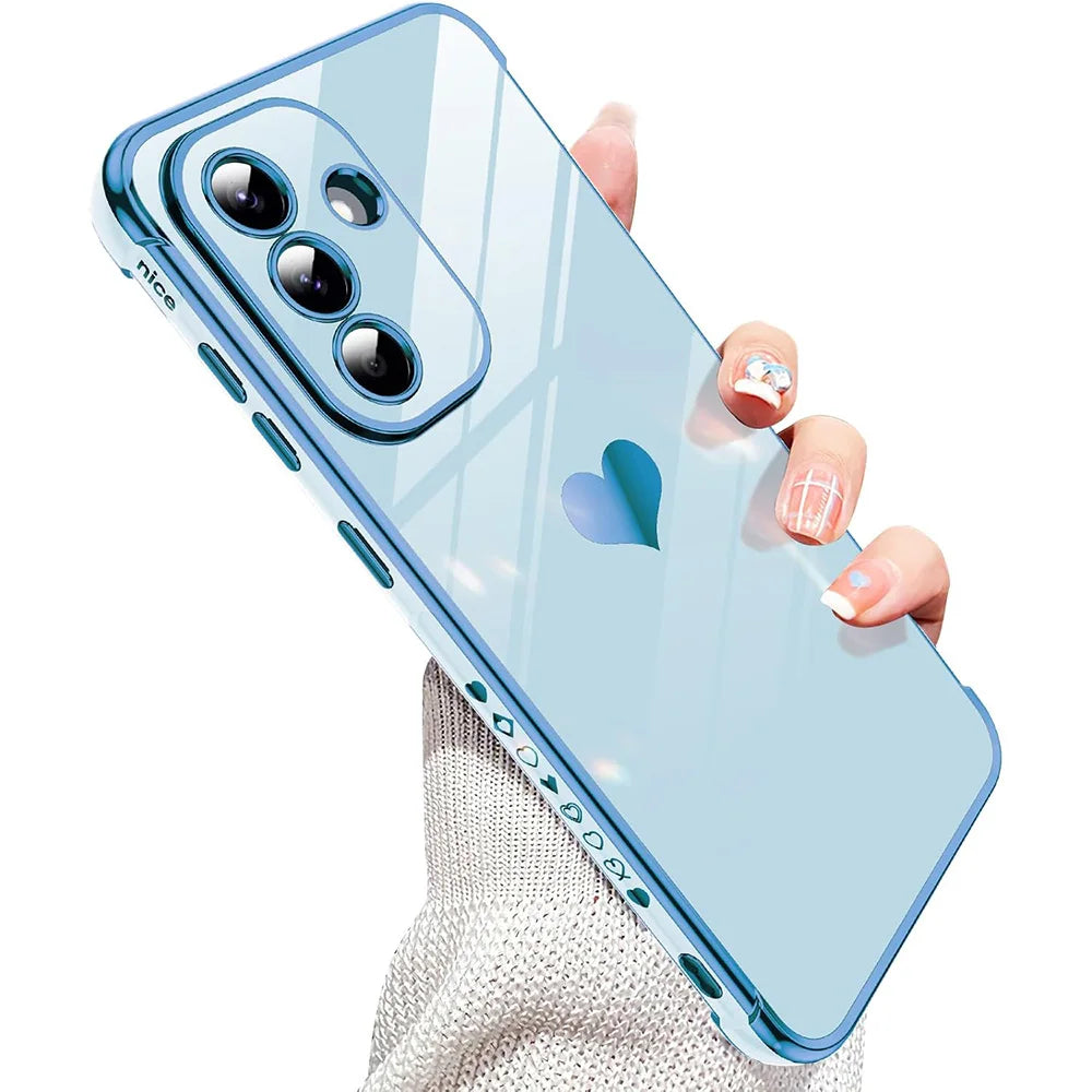 Luxury Plating Silicone Soft Case For Samsung Galaxy A56 A36 A26 A16 A55 A35 A25 A15 A54 A34 A14 Glitter Love Candy Color Glossy