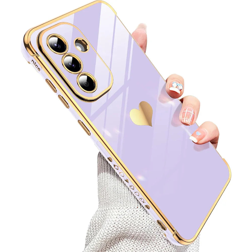Luxury Plating Silicone Soft Case For Samsung Galaxy A56 A36 A26 A16 A55 A35 A25 A15 A54 A34 A14 Glitter Love Candy Color Glossy