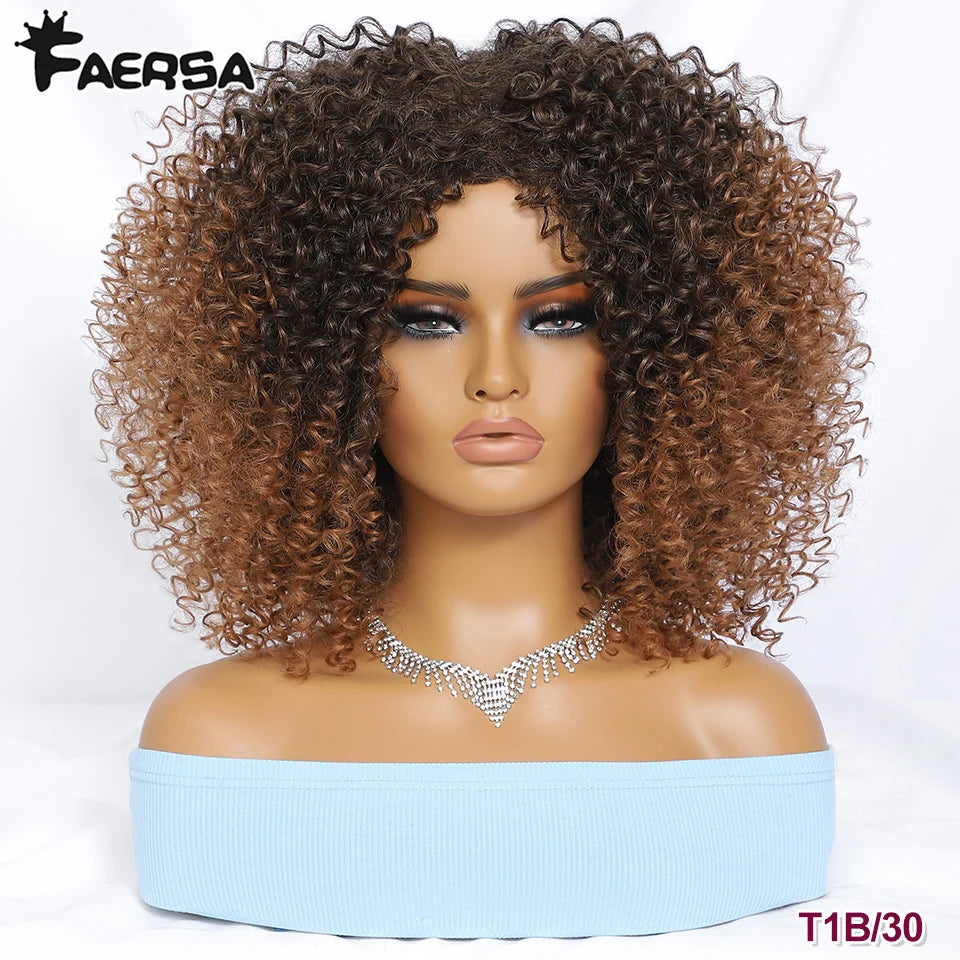 Short Hair Afro Kinky Curly Wig For Black Women Cosplay Blonde Synthetic Natural Red Wigs African Ombre HighTemperature