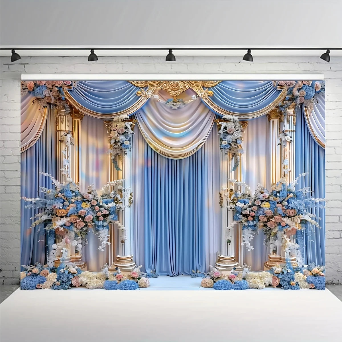 VIKAMA Fresh and Elegant Flower Castle Wedding Party Background Decoration Cloth Colorful Wedding Background Decorative