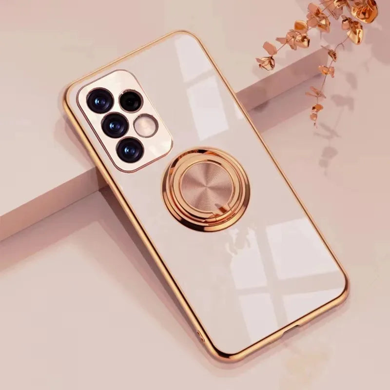 Plating Metal Ring Holder Phone Case For Samsung Galaxy A73 A57 A56 A55 A54 A53 A37 A36 A35 A34 A26 A25 A17 A16 5G Back Cover