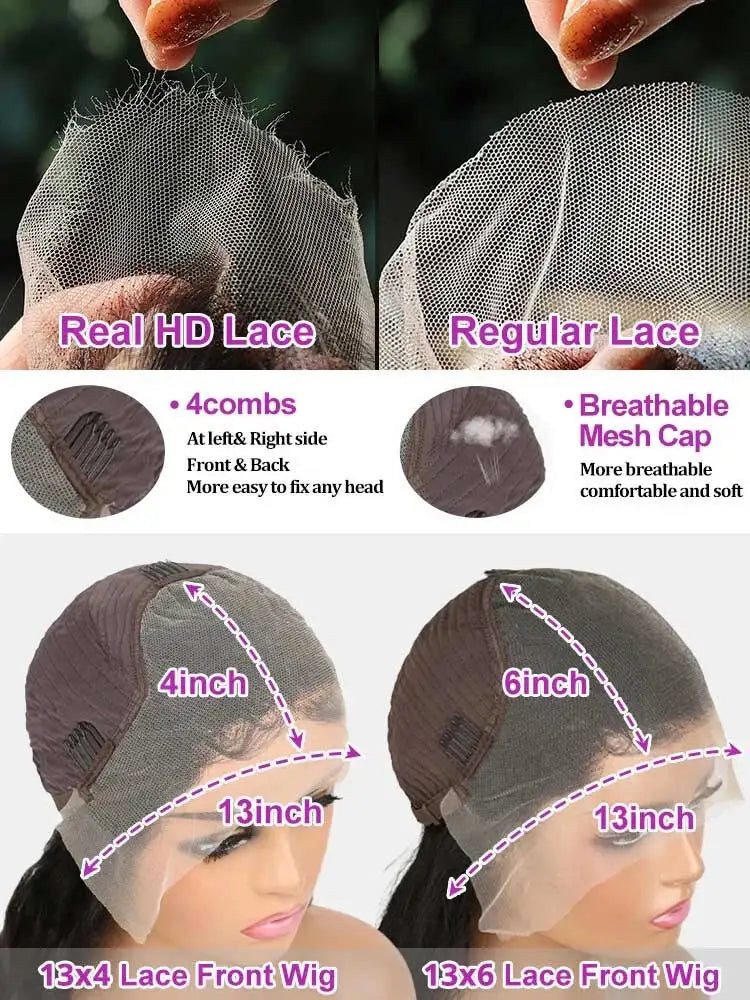 40 42 Inch Straight Human Hair Wigs 13X4 13X6 HD Lace Frontal Human Hair Wigs 5X5 Glueless Bone Straight Lace Front Wigs