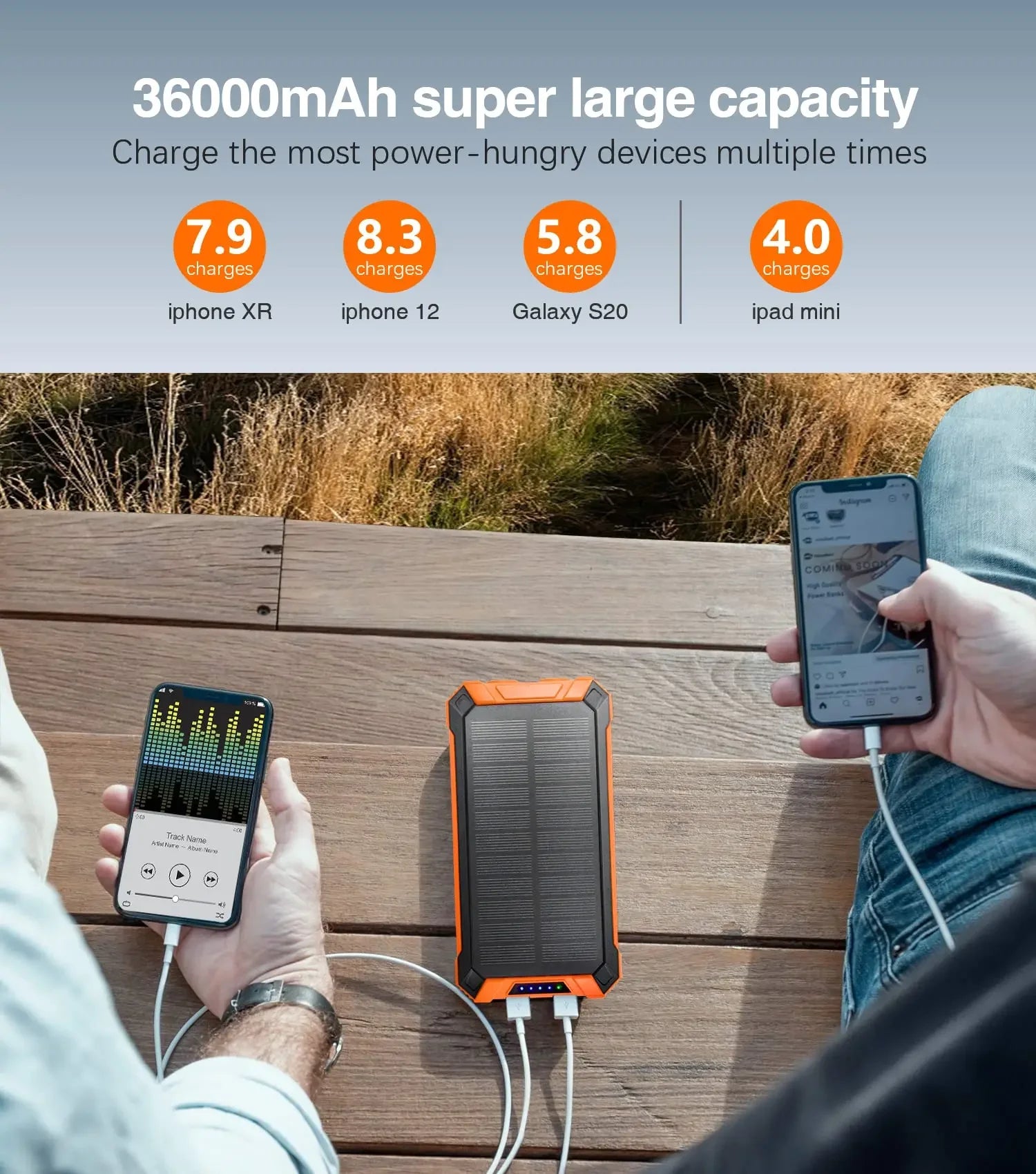 Multifunctional Waterproof Mobile Solar Power Bank Hot Trend Wireless Solar Mobile Fast Charger Portable Power Bank