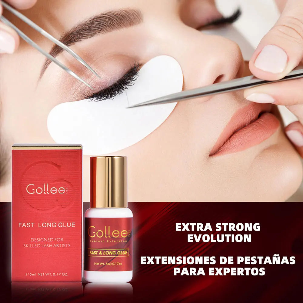 Gollee Lash Extension Glue 1s Fast Dry Long Lasting 6-7 weeks Strong Eyelash Extension Glue Booster Accelerator tools Waterproof