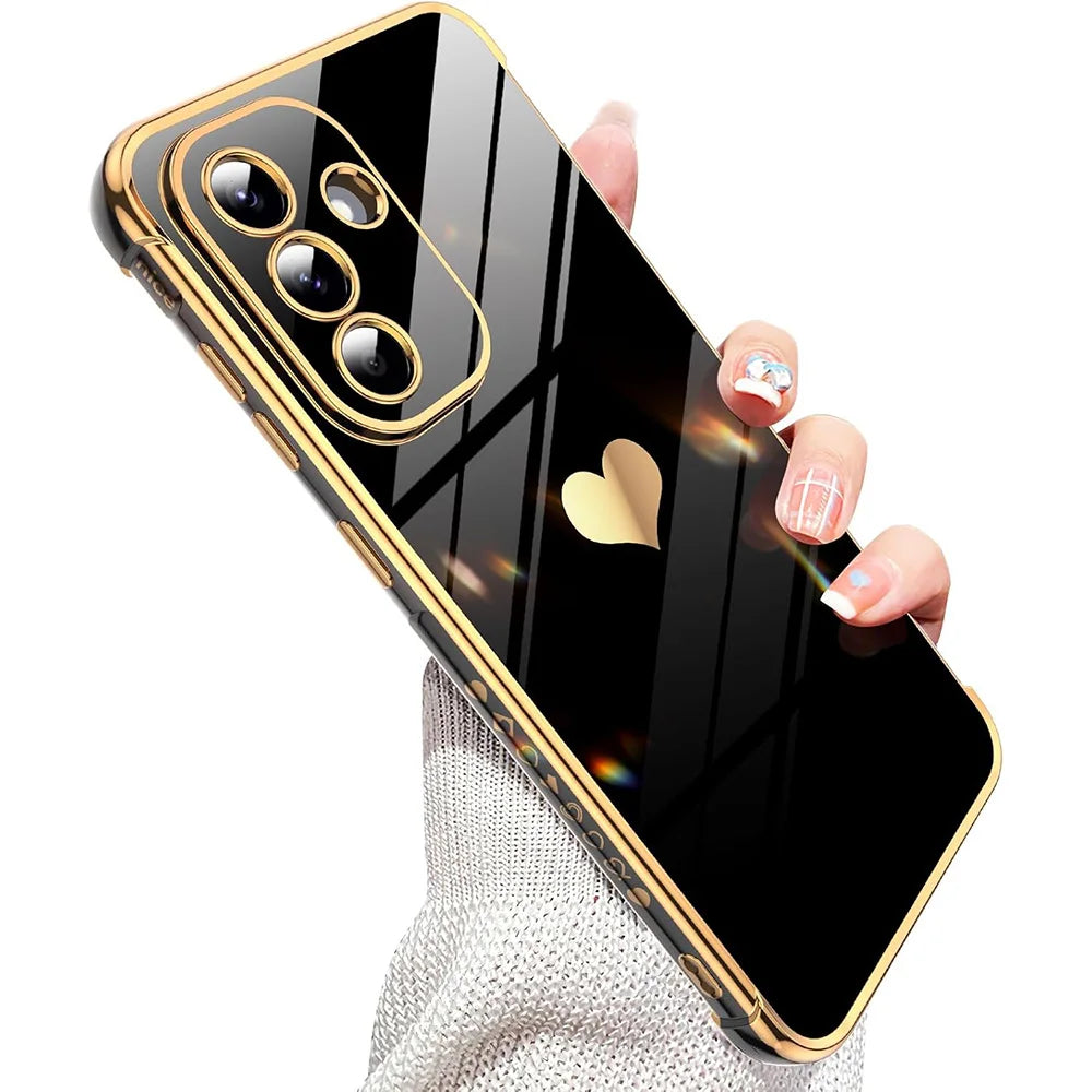 Luxury Plating Silicone Soft Case For Samsung Galaxy A56 A36 A26 A16 A55 A35 A25 A15 A54 A34 A14 Glitter Love Candy Color Glossy
