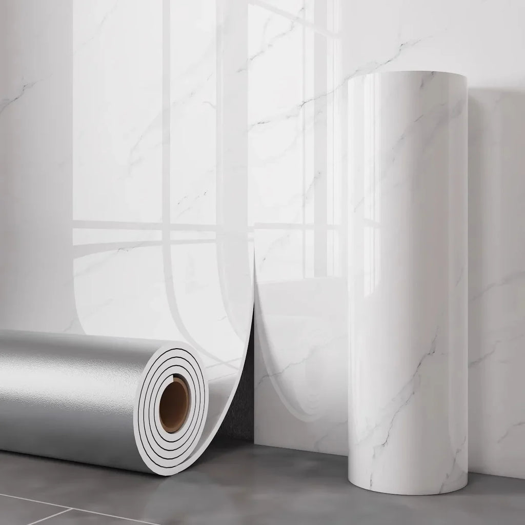 Self Adhesive Marble Wallpaper Waterproof Moisture Proof Faux Tile Wall Sticker for Bathroom Living Room Accent Wall Home Decor