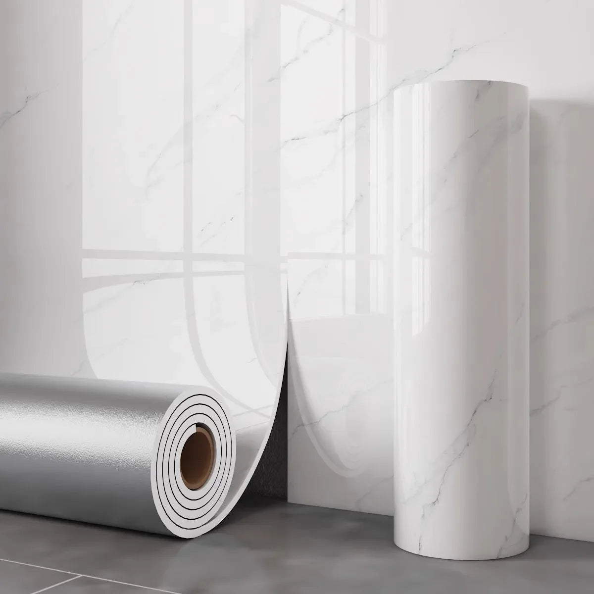 Self Adhesive Marble Wallpaper Waterproof Moisture Proof Faux Tile Wall Sticker for Bathroom Living Room Accent Wall Home Decor